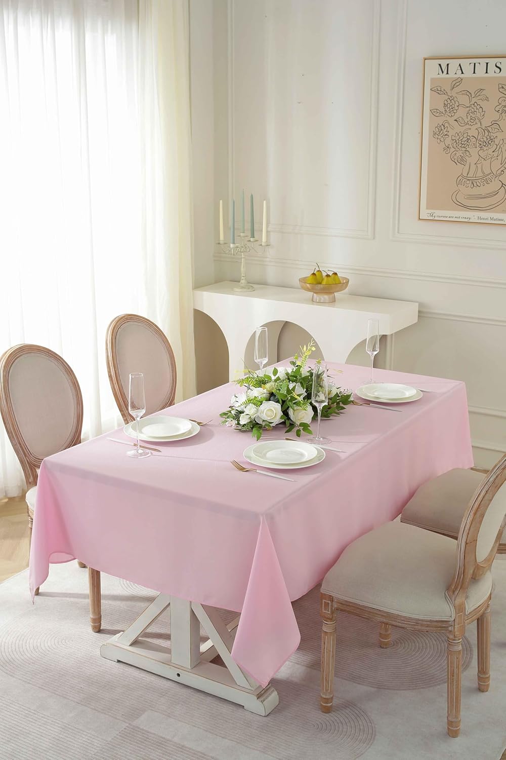 Craft And Party Rectangle Tablecloth, 70 x 120 Inch Pink Tablecloth, Polyester Fabric Washable Table Cloth for Home, Party, Wedding or Restaurant Use.