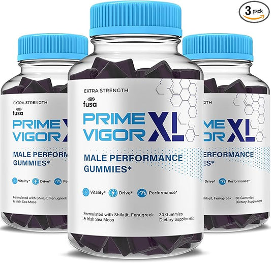 (3 Pack) Prime Vigor XL Gummies PrimeVigor XL Me Gummy Supplement, Prime Vigor Maximum Strength Advanced Shilajit Irish Sea Moss Fenugreek Gummies for Men Energy & Vitality Support (3 Month Supply)