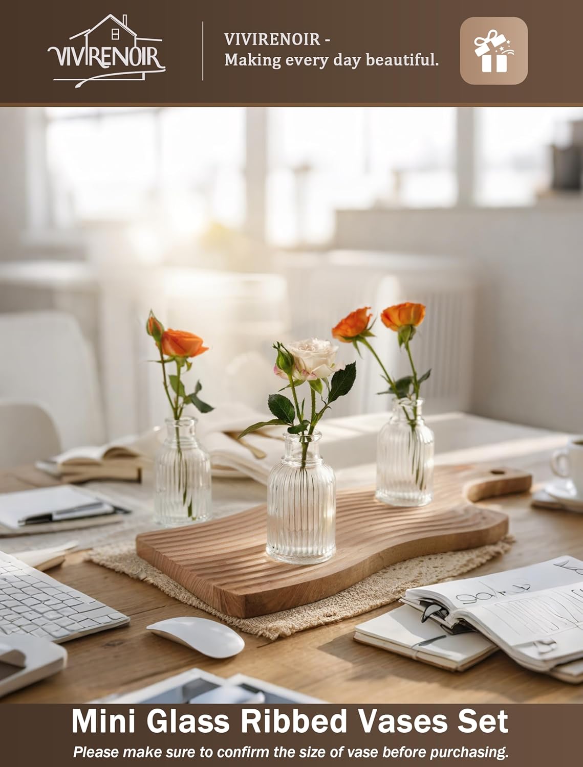 Glass Bud Vases Set of 36, Small Flower Vase in Bulk, Clear Mini Ribbed VaseS for Centerpieces, Modern Wedding Reception Table Decorations