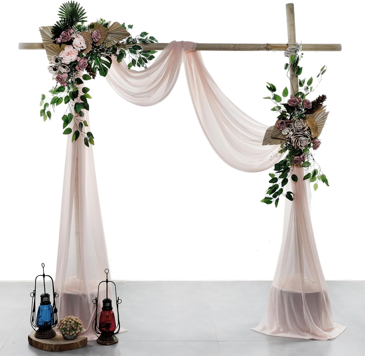 VDS Pack of 2 Panel (30 Inch X 100 Feet) Wedding Arch Draping Fabric Sheer Chiffon Fabric Drapery for Wedding Ceremony Reception Swag Backdrop Canopy Chuppah ARBO Altars Decoration (Nude)