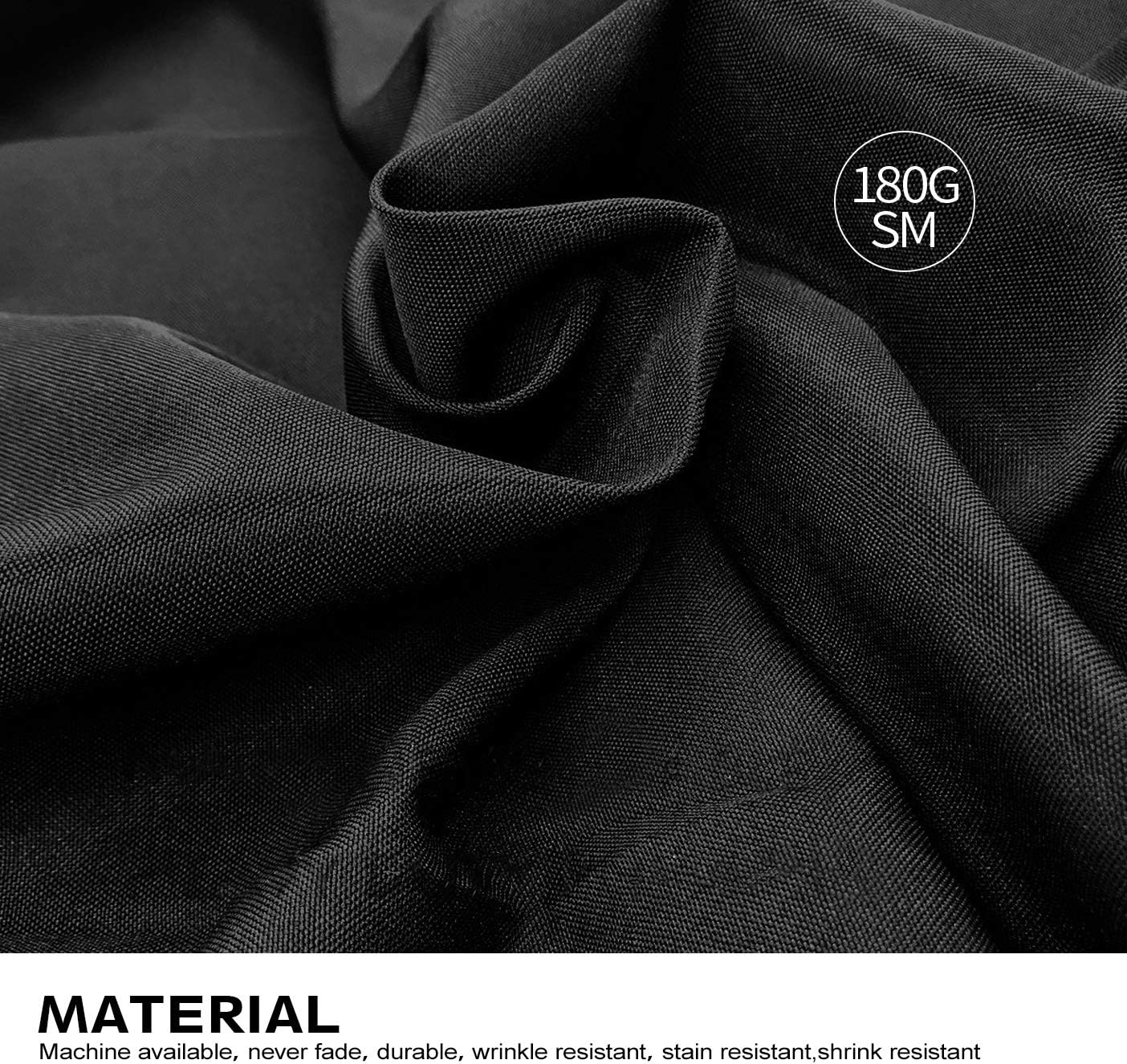 Surmente Black Tablecloth 90 x 132-inch Rectangular Polyester Table Cloth for Weddings, Banquets, or Restaurants