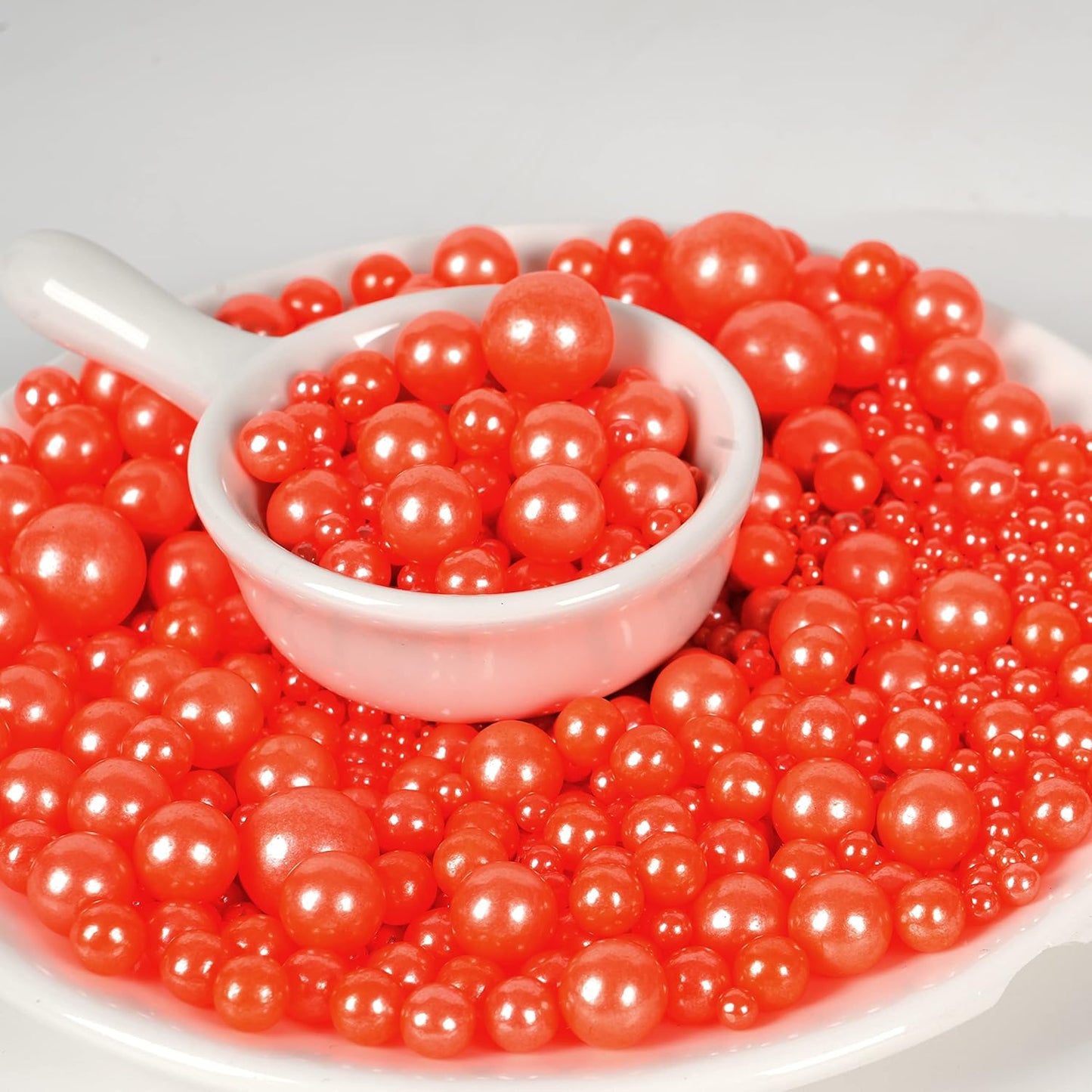 Kasvan Orange Pearl Sugar Sprinkles - Edible Candy Pearls 130g/4.58 Oz, Mix Size, Baking Cake Decorations, Ice Cream Toppings and Cookie Decorating, Wedding Party Chirstmas Supplies