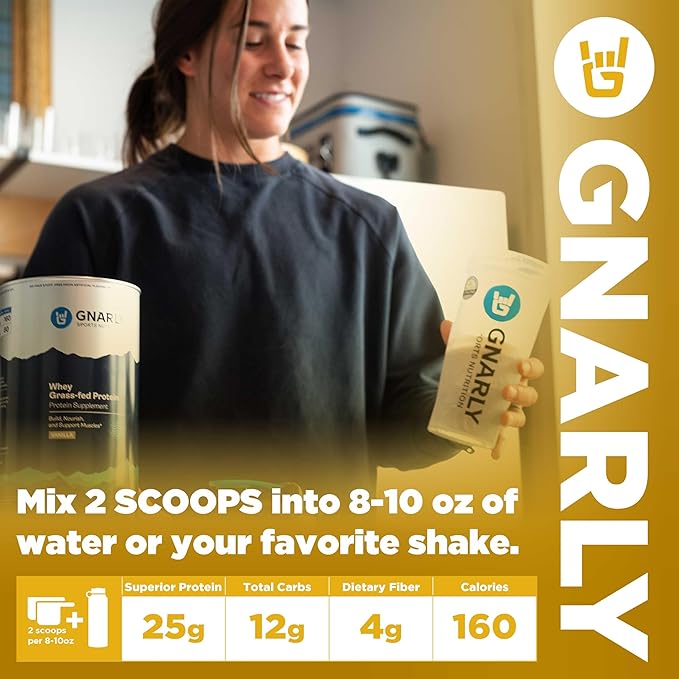 Gnarly Nutrition Chocolate Protein Powder – NSF Sport Certified – 25g Protein, Muscle Repair – Grass Fed Whey Powder, Smooth Taste – Chocolate, 32 oz