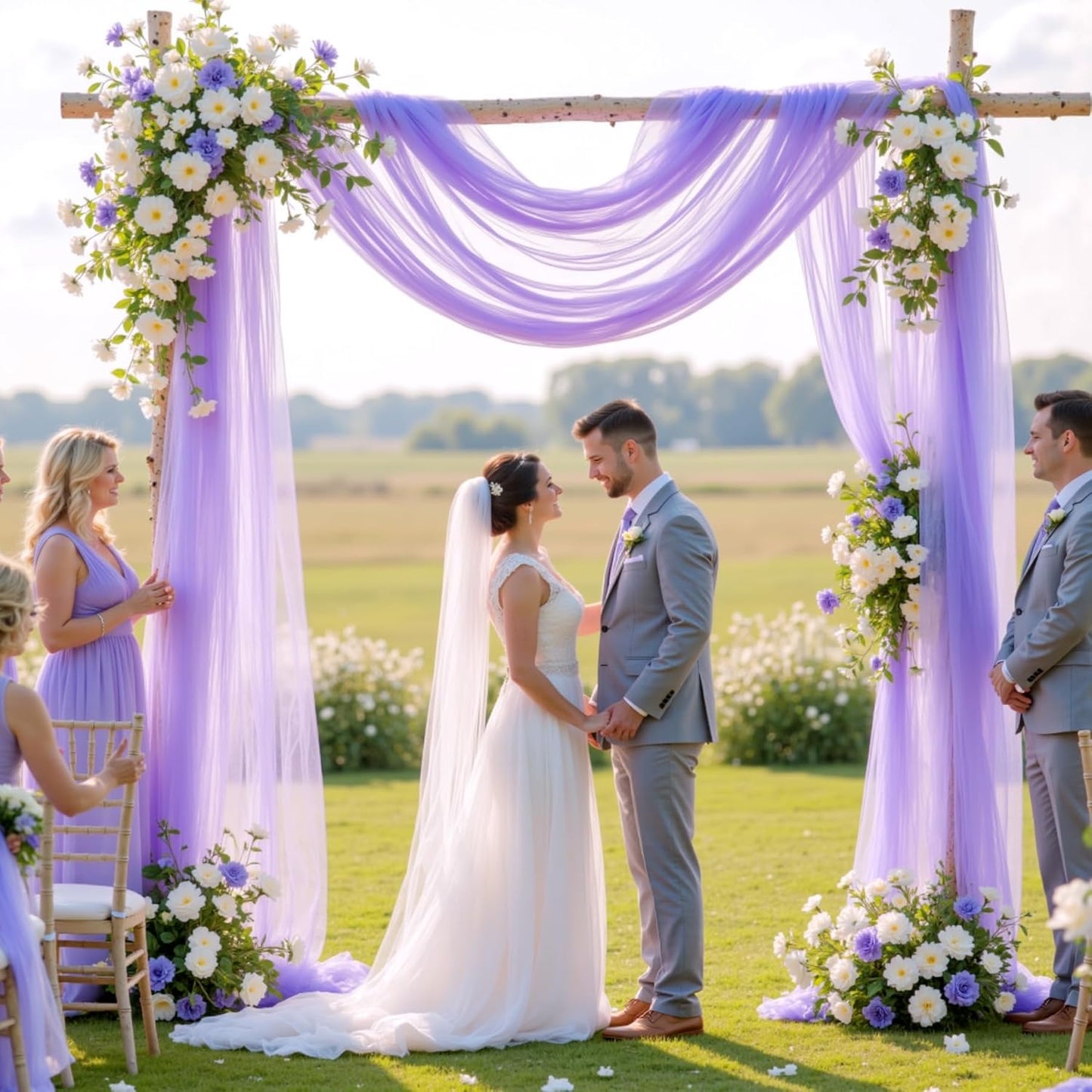 Lavender Purple Arch Draping Fabric for Wedding, 60" x 26Ft Chiffon Drapery Fabric Drapes Backdrop for Wedding Ceremony Baby Shower Bridal Shower Decoration(1 Panel)