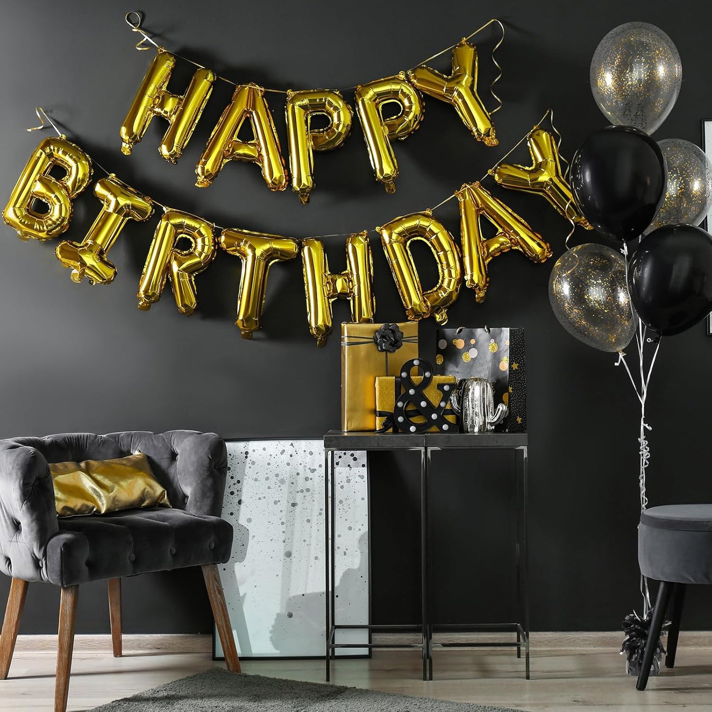 6 Pack Black Balloon Weights Metallic Holder Anchors Balloon Holder Weights for for Birthday 2025 Graduation Party Christmas Wedding Celebration Decoration (Black)