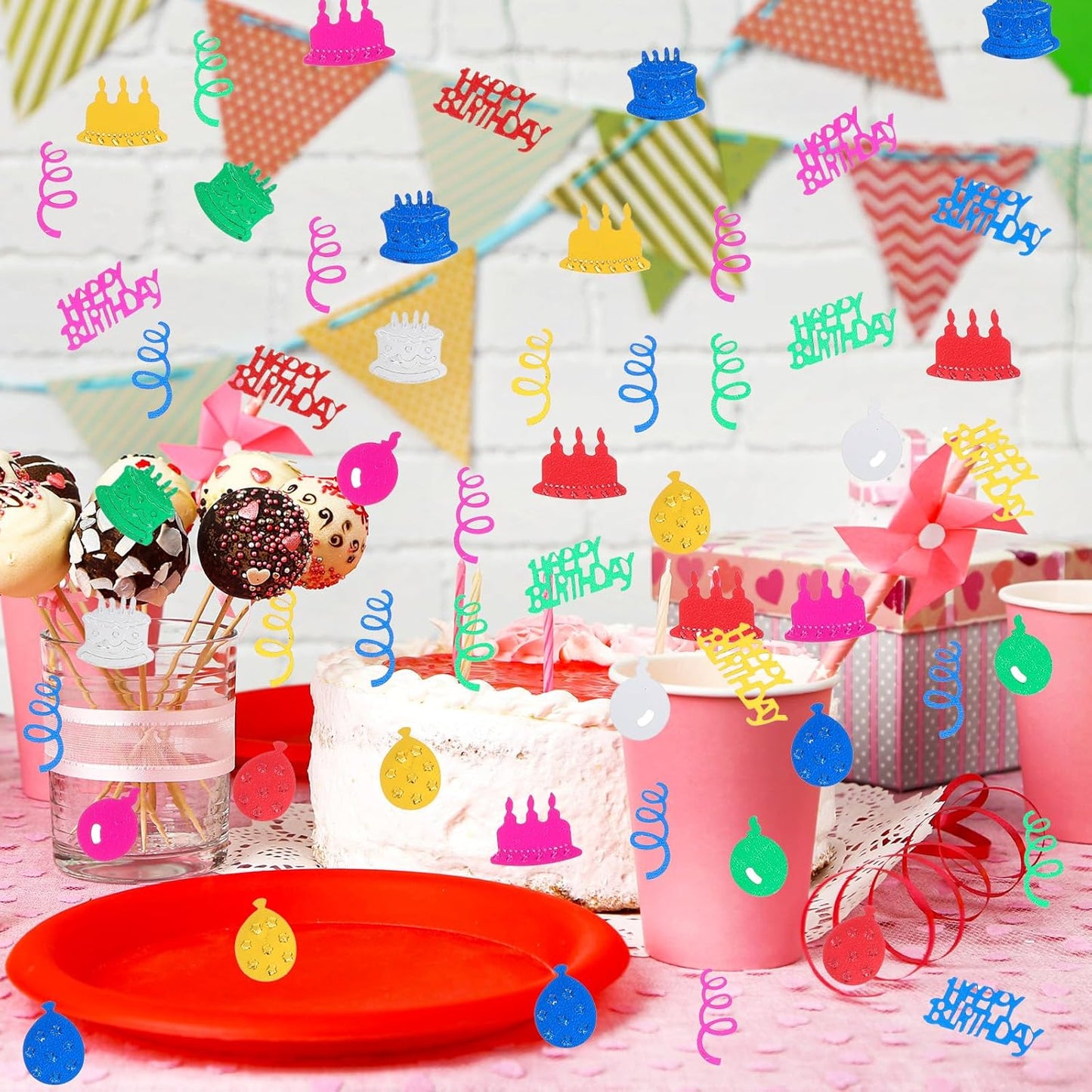 3000PCS Happy Birthday Confetti, Colorful Table Confetti, Metallic Foil Sprinkles or DIY Multicolor Birthday Sequins Metallic, Suitable for Birth day Party, Baby Shower, DIY Arts and Crafts