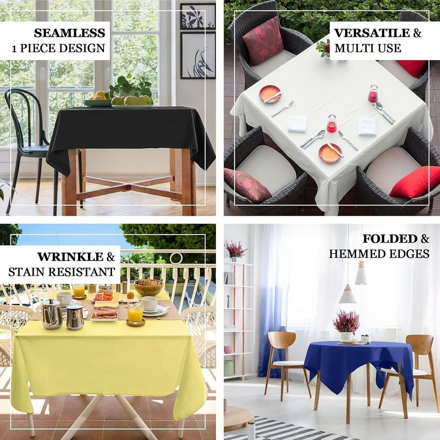 Efavormart 54x54 White Wholesale Linens Seamless Polyester Square Linen Tablecloth for Wedding Banquet Party Restaurant