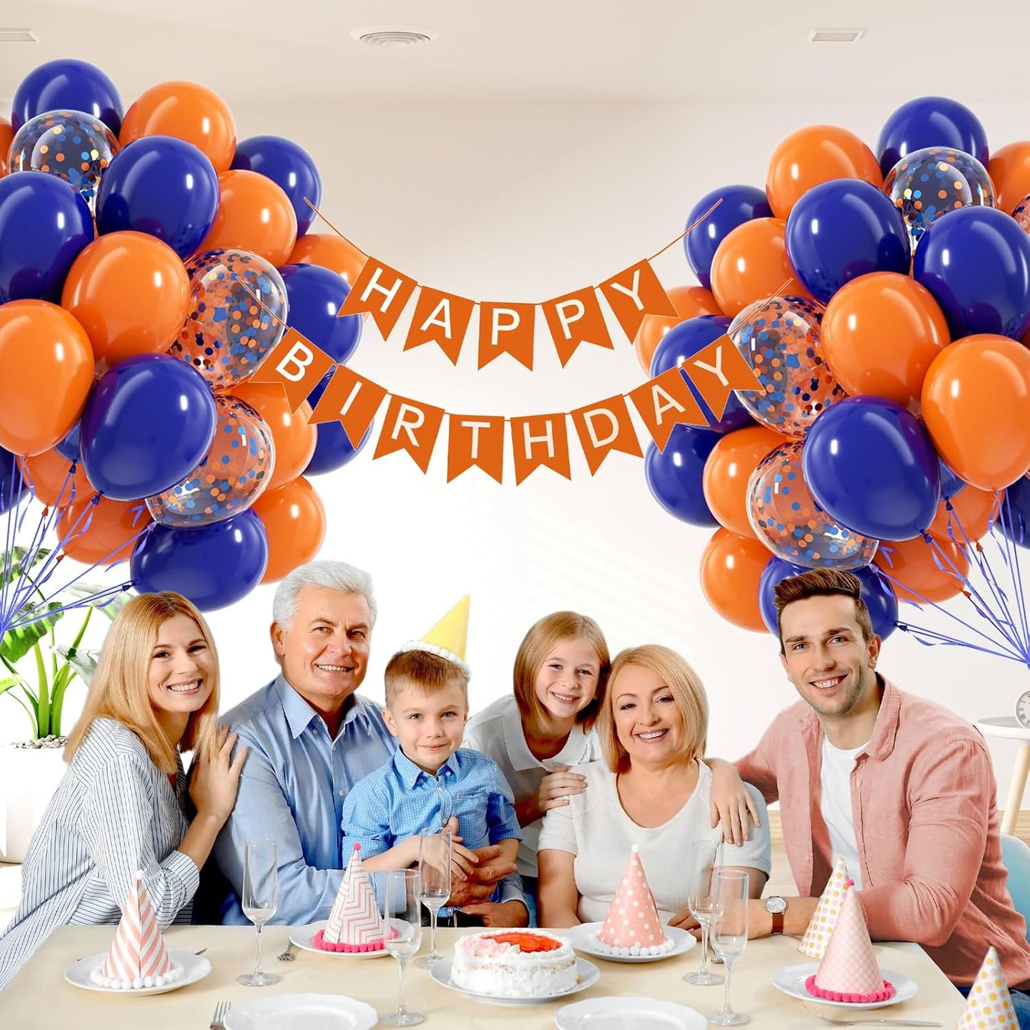 60pcs Royal Blue and Orange Balloons 12inch with Orange and Blue Balloons for Graduation Birthday Party Decorations