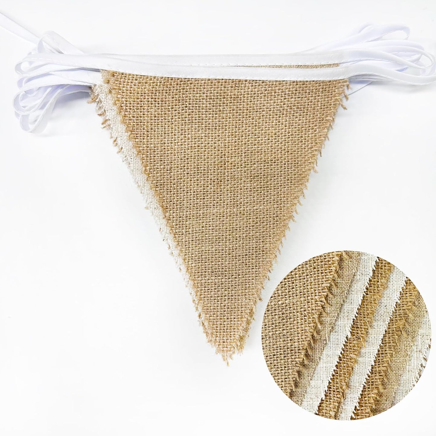 24Ft Burlap Banner Burlap Triangle Pennant Flag Linen Bunting Garland Streamers for Birthday Wedding Baby Shower Engagement Camping Rustic Boho Spring Easter Holidays Graduation Party Decorations
