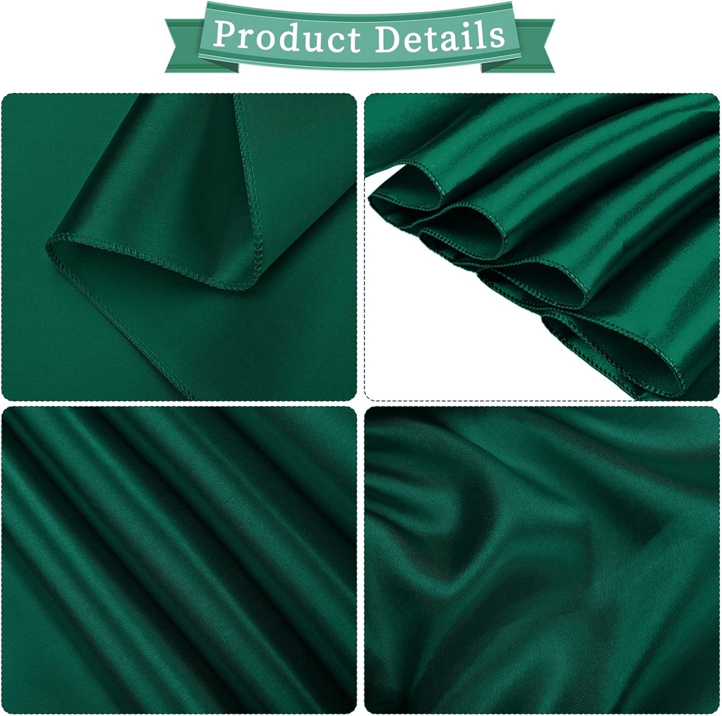fani 60 PCS Forest Green Satin Chair Sashes Bows Universal Chair Cover for Wedding Reception Restaurant Event Decoration Banquet,Party,Hotel Event Decorations (7 x 108 inch)