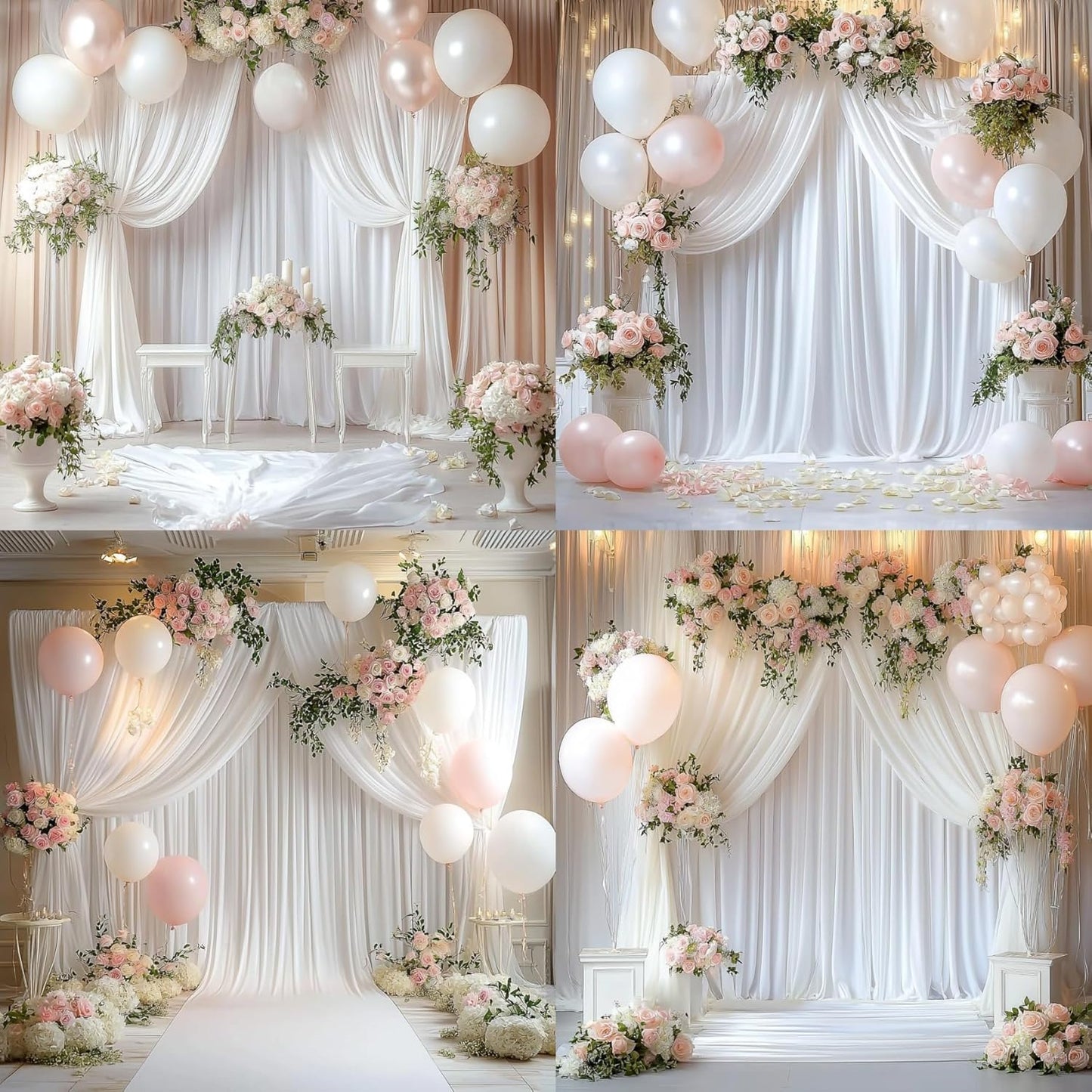 10ftx12ft Wrinkle Free White Backdrop Curtain, 2 Panels 12FT Height White Wedding Backdrop Drapes, Silky Polyester Back Drop Cloth for Birthday Photography Background Party Backdrop Draping