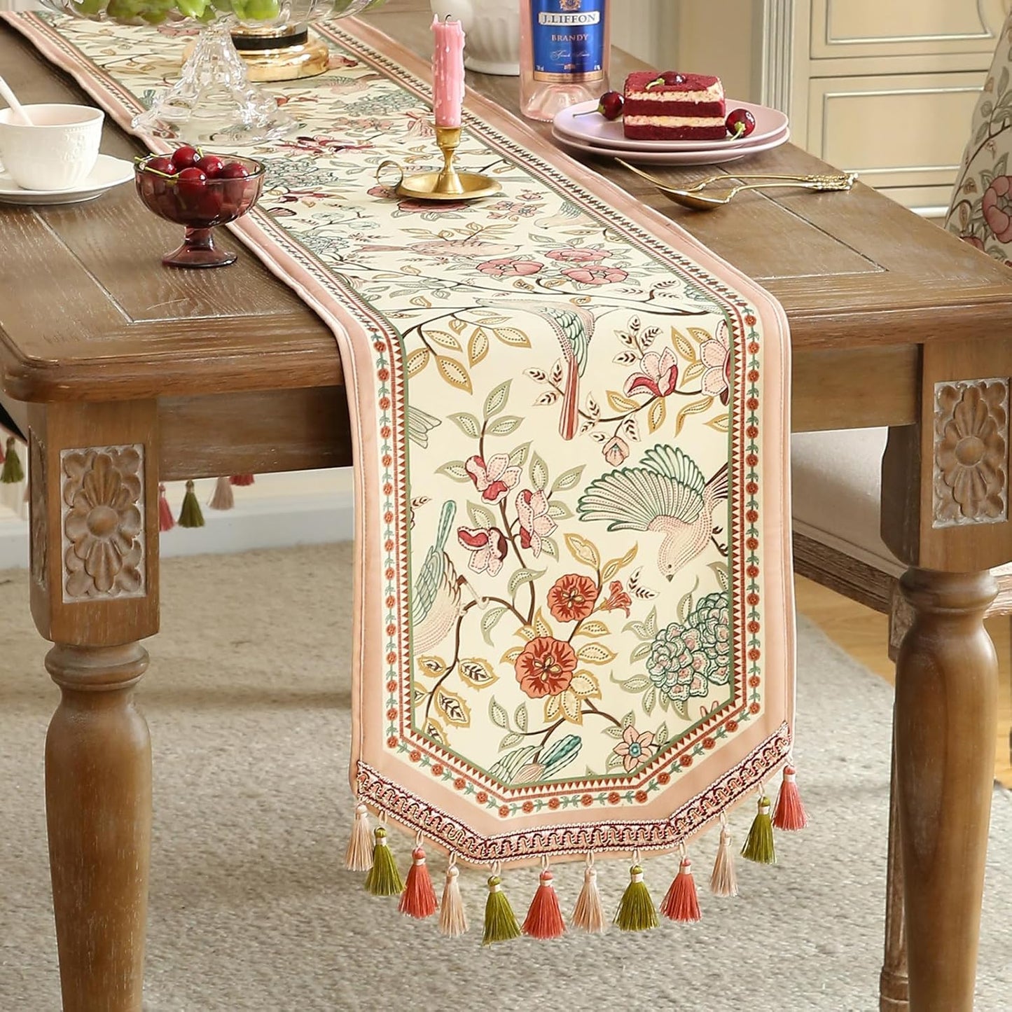 patdrea Velvet French Table Runner Farmhouse for Home Kitchen Dining Decor Parties Family Dinners Wedding 12"*87"