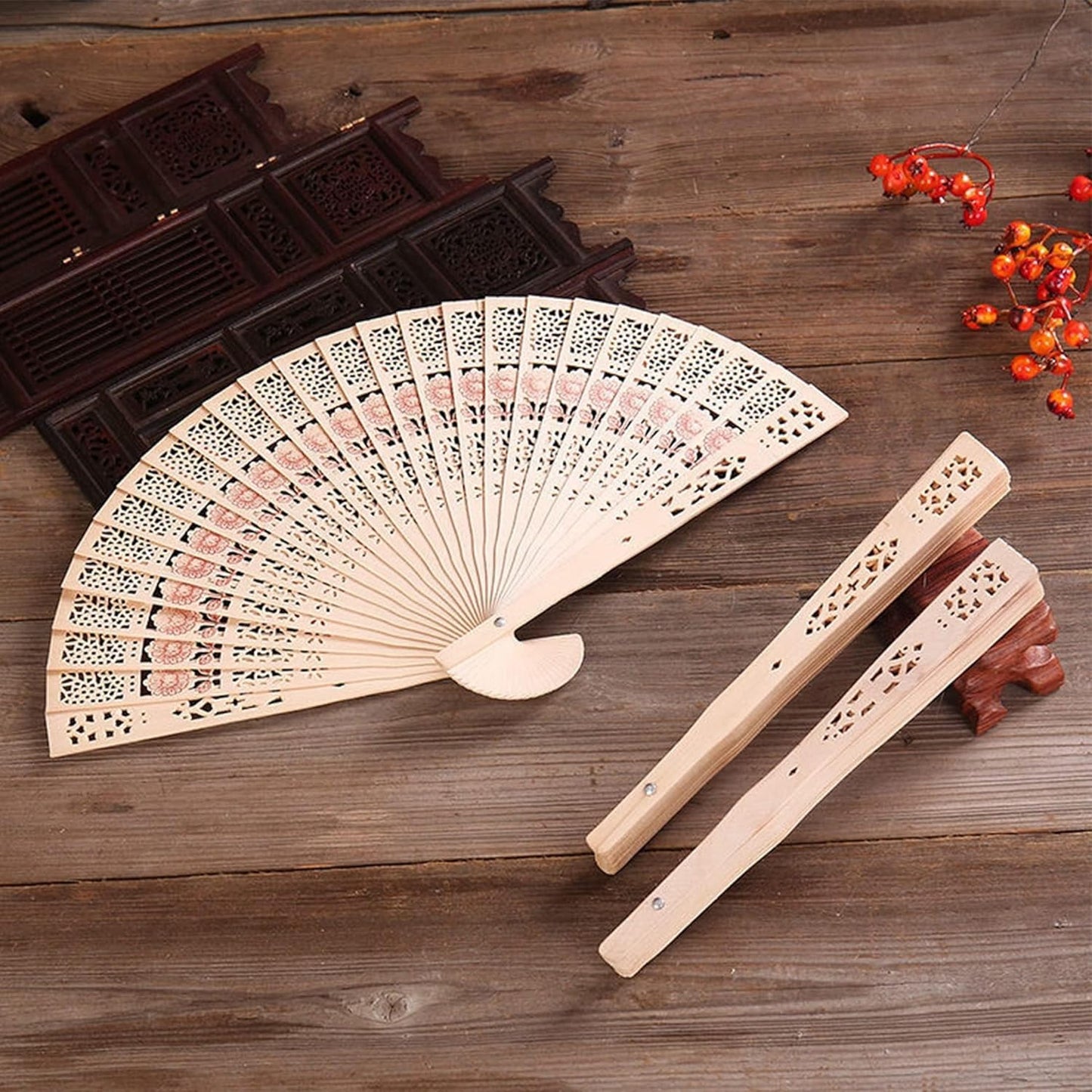 Sandalwood Fan (Set of 50 pcs) Wedding Favors&Birthday Gifts&Christmas Gift-Sunflower