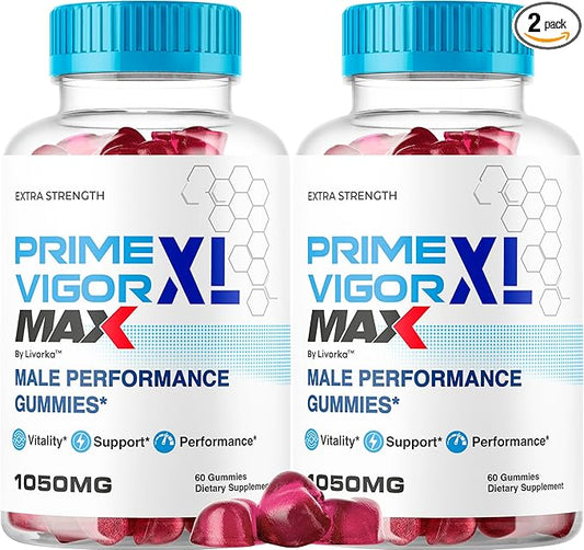 (2 Pack) Prime Vigor XL Max - PrimeVigor XL Max Gummies for Men - Maximum Strength, Prime Vigorxl for Men, Primevigormax Advanced Formula Gummys, Primevigorgummies Supplement, 120 Gummies for 2 Months