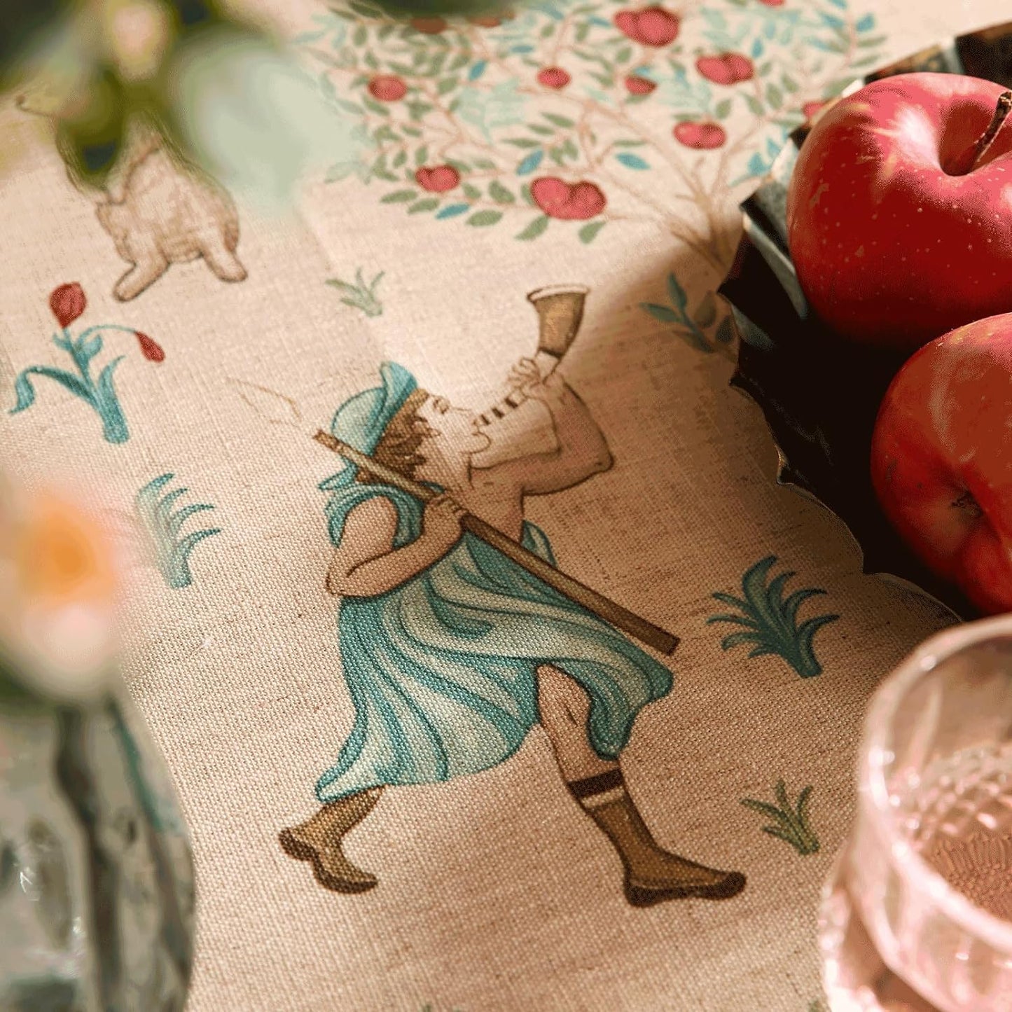 patdrea Designer Beige Tablecloth for Rectangle Table,Italian Linen Trees Pattern Extra Long Tablecloths,Decor Table Cover for Kitchen Dining Christmas,Thanksgiving,Tea Party,63"x110"-Tatiana a