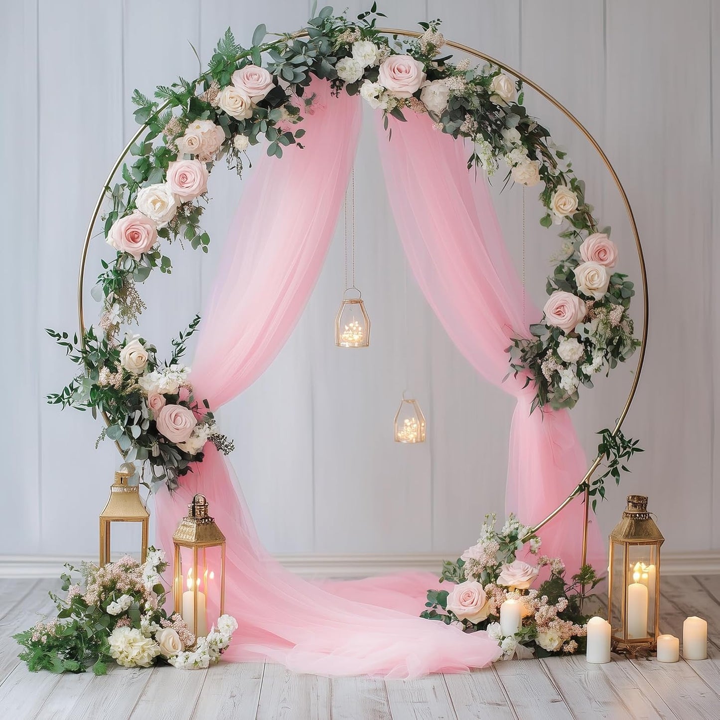 Wedding Arch Draping Fabric 2 Panels 28.7" x 20FT Blush Pink Sheer Chiffon Backdrop Drapes for Wedding Ceremony Birthday Party Bridal Shower Outdoor Decoration