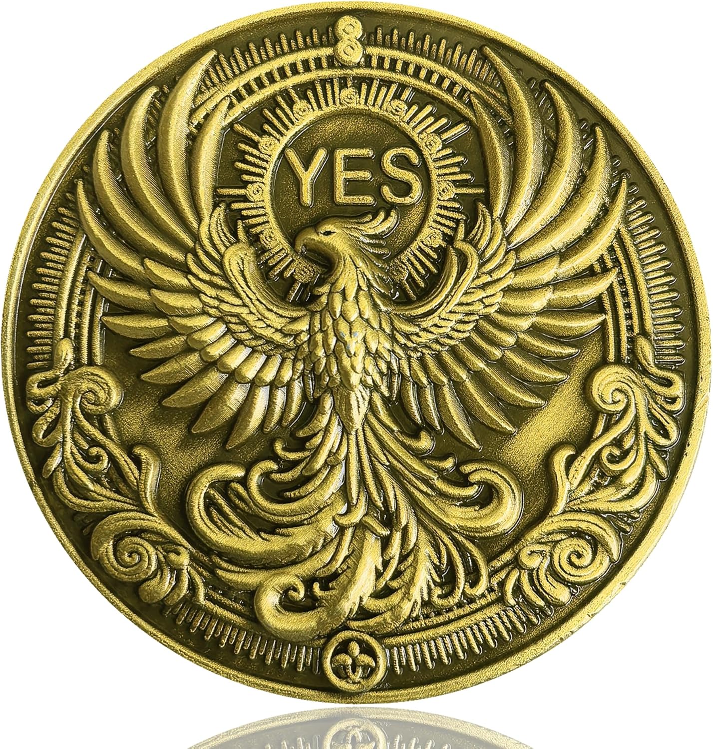 Phoenix & Skull Decision Coin - Dual-Sided Motivational YES/NO Flip Coin (Single Coin)