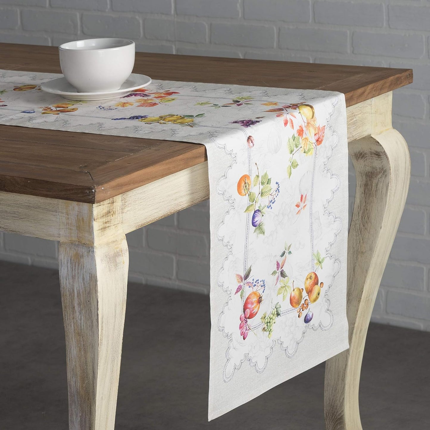 Maison d' Hermine Table Runner 100% Cotton Single Layer Table Runners 90 inches Long for Thanksgiving Christmas Decorations Home Kitchen Dining Party Wedding (Fruit D'Hiver, 14.5" x 90")