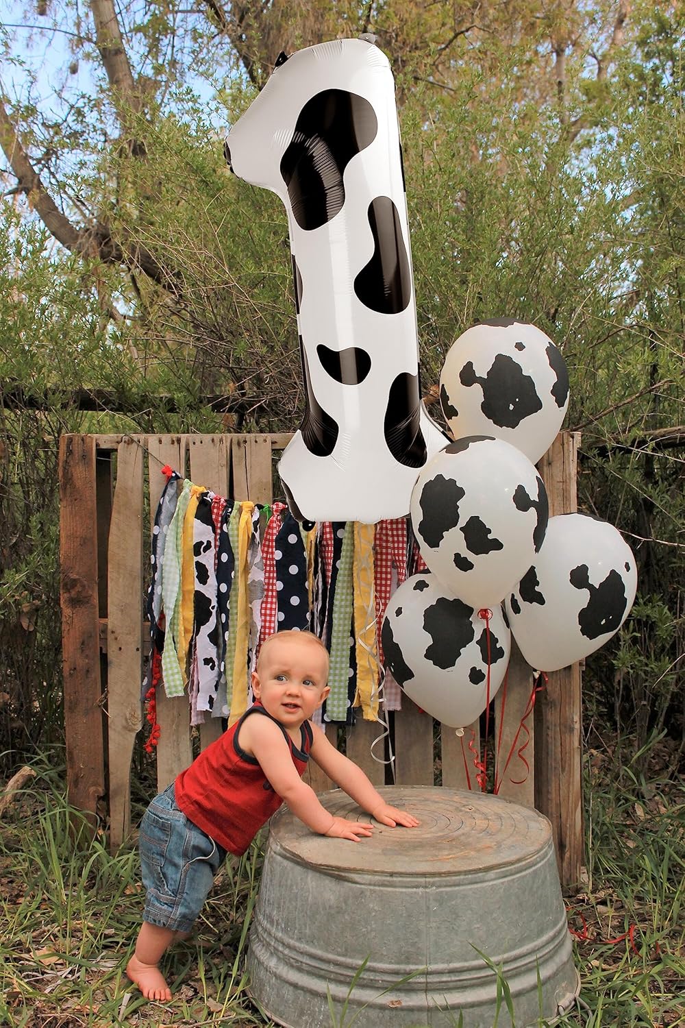 Cow Print Number Balloon Birthday Decorations, 40 inch Number balloon 0-9(Zero-Nine), Cow Balloon for Farm Birthday Party Supplies, Cow Themed birthday party Decorations (Number 1)