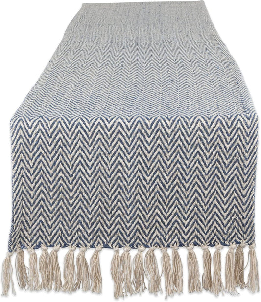 DII Woven Basic Tabletop Collection, Chevron Table Runner, 15x108, French Blue
