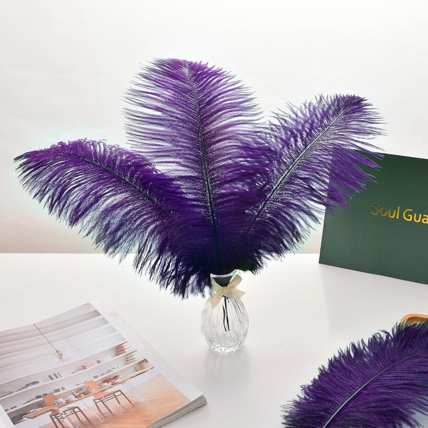 Ballinger Purple Ostrich Feathers Bulk - 24Pcs 8-10inch Feathers for Vase, Party Centerpieces Mardi Gras and Home Decor