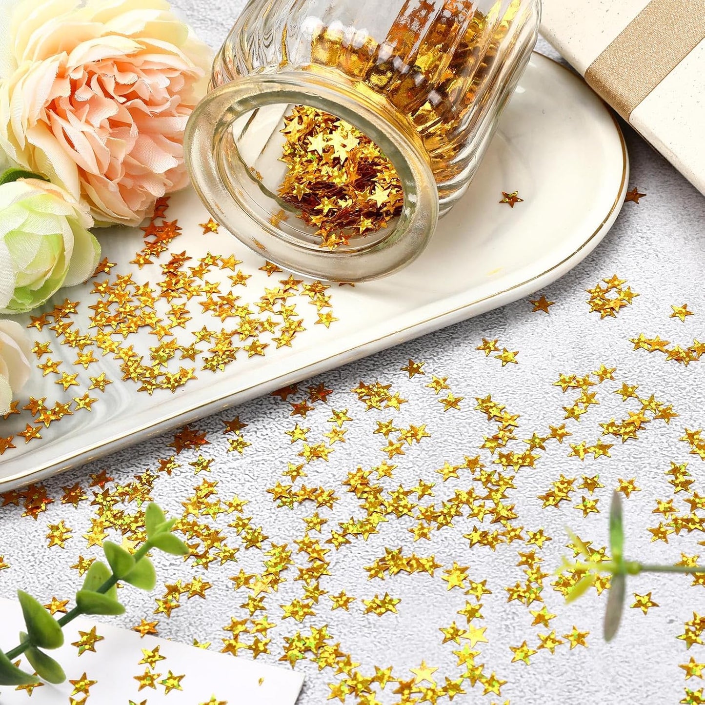 MARFOREVER Gold Star Confetti, Glitter Star Confetti Birthday Scatter Table Centerpiece Metallic Sequin Sprinkles Stars for Baby Shower Wedding Christmas Valentine Party Decorations