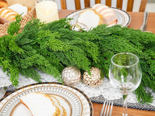 6FT Extra Full Christmas Garland Faux Cypress Pine Cedar Garland Realistic for Mantle Fireplace Stairs Table Wall Door Indoor Outdoor Christmas Xmas Decor Decorations