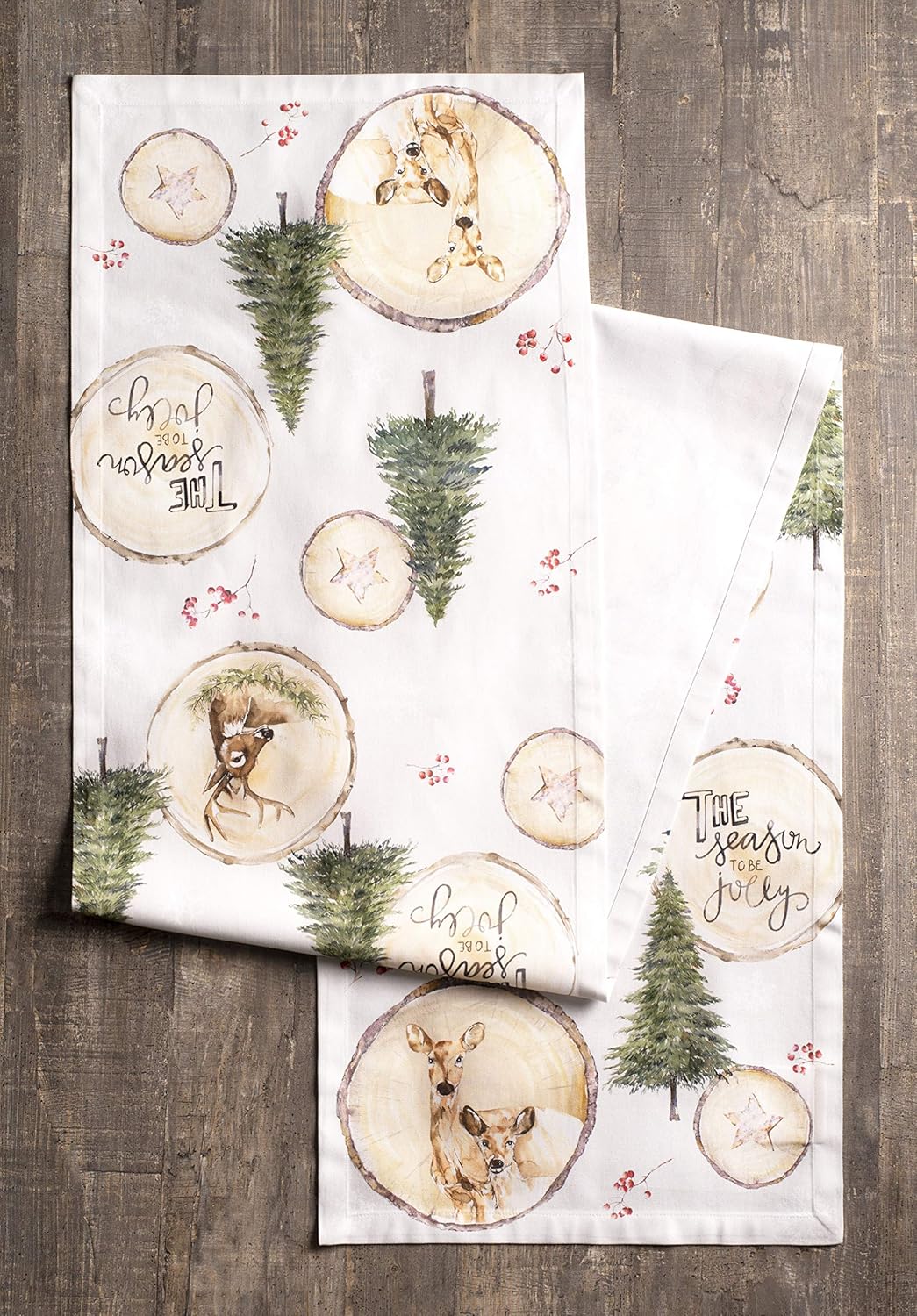 Maison d' Hermine Table Runner 100% Cotton Single Layer Table Runners 48 inches Long for Thanksgiving Christmas Decorations Home Kitchen Dining Party Wedding (Mountain Life, 14.5" x 48")