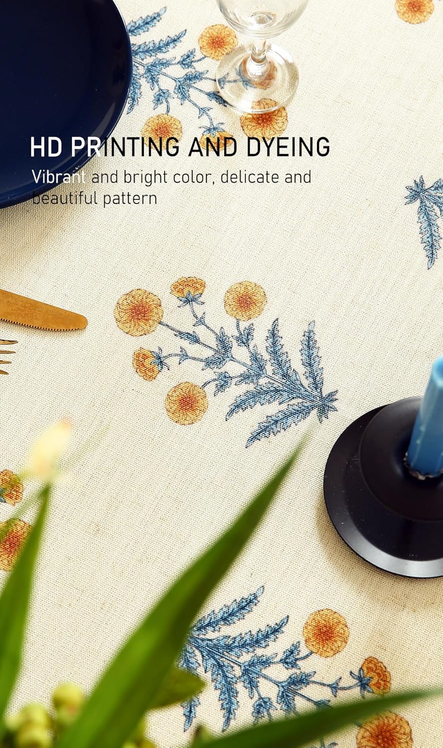 ISAENNE Designer French Pale Yellow Round Tablecloth,Linen Floral Table Cloth,Wrinkle Resistant Decor Tablecloths for Dining Thanksgiving Banquet Kitchen Party,Diameter 67"-Estevan A