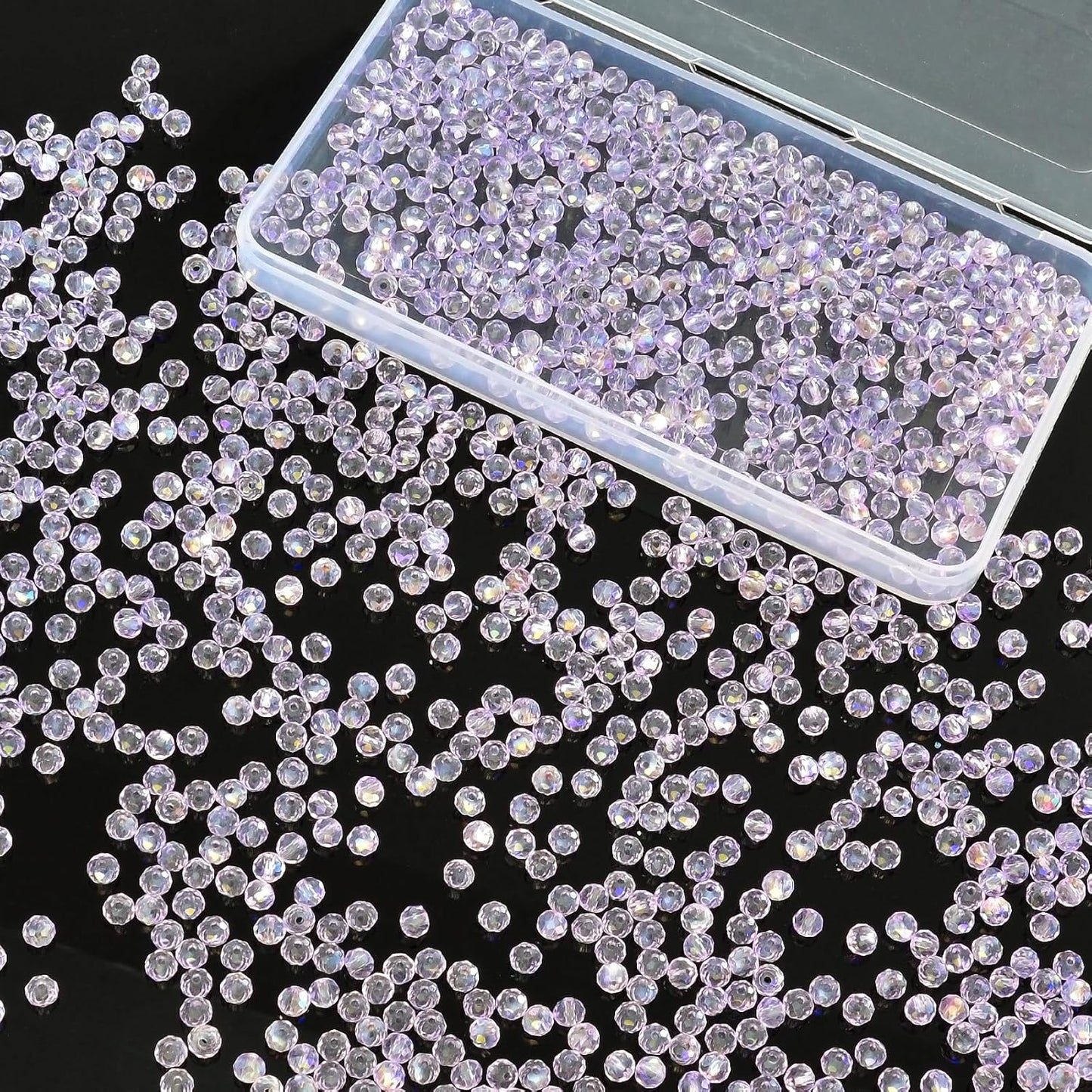 1200Pcs 4mm Crystal Glass Beads for Jewelry Making Beads for Bracelets Necklace Pendants Making Supplies(Light Purple)