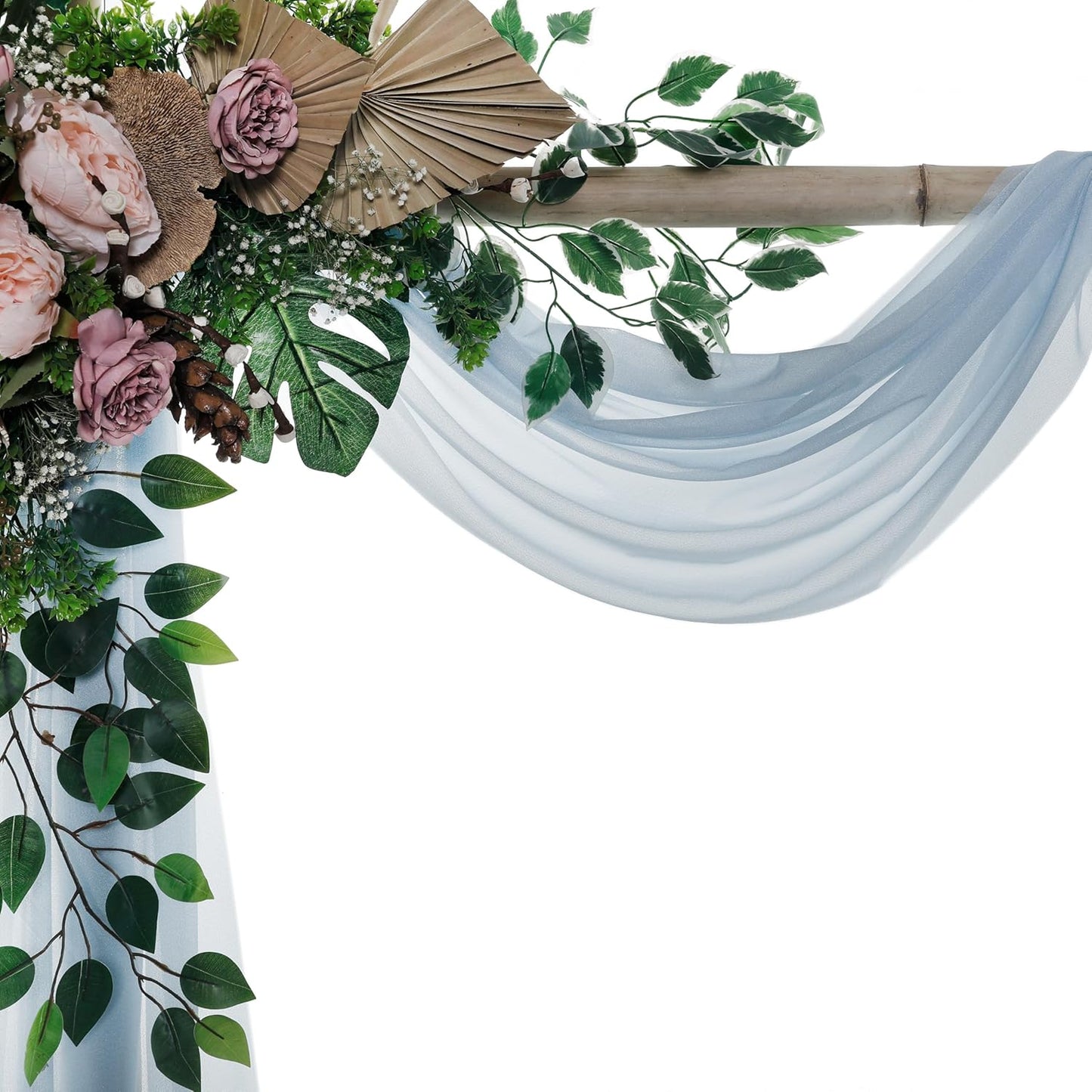 VDS Pack of 2 Panel (30 Inch X 20 Feet) Wedding Arch Draping Fabric Sheer Chiffon Fabric Drapery for Wedding Ceremony Reception Swag Backdrop Canopy Chuppah ARBO Altars Decoration (Baby Blue)