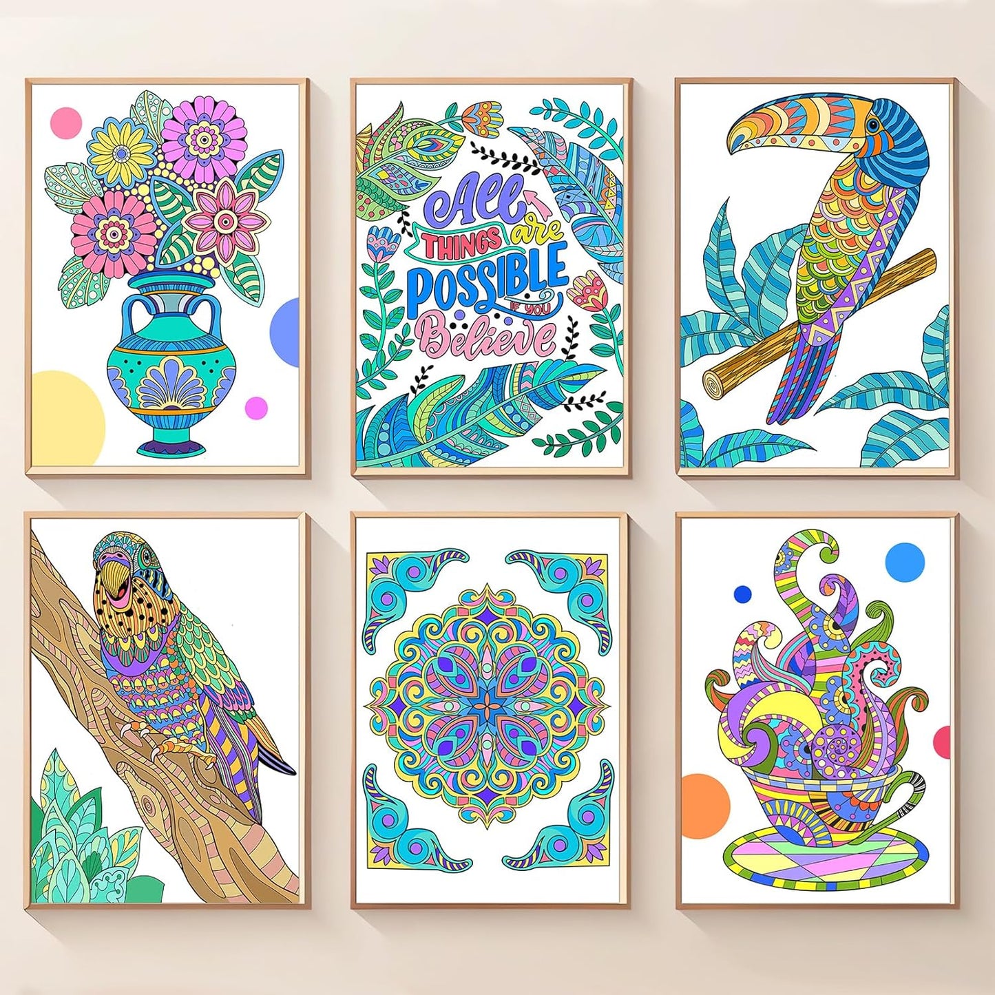 LORHAKI Adult Coloring Book for Women, 3 Spiral Bound Adult Coloring Book Nature Animal Mandala, 200gsm No-Bleed Thick Paper, Optimal for Relaxation and Stress Relief Women Elders Teens