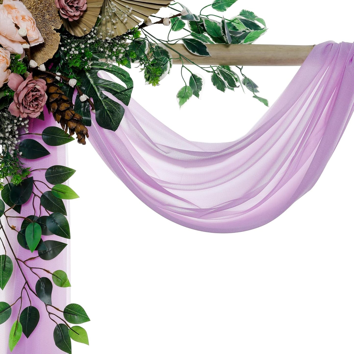 VDS Pack of 4 Panel (30 Inch X 20 Feet) Wedding Arch Draping Fabric Sheer Chiffon Fabric Drapery for Wedding Ceremony Reception Swag Backdrop Canopy Chuppah ARBO Altars Decoration (Orchid)