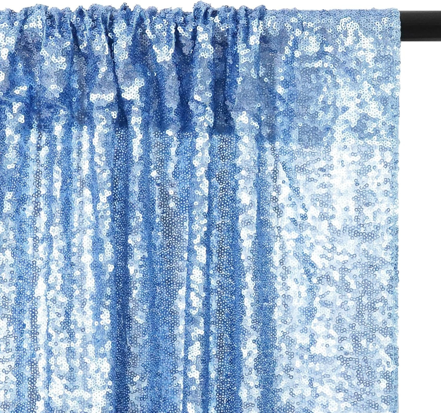 Eternal Beauty Baby Blue Sequin Backdrop, 6x8 Ft Glitter Background Curtains for Shimmer Photography Party Wedding Birthday Back Drop Decor