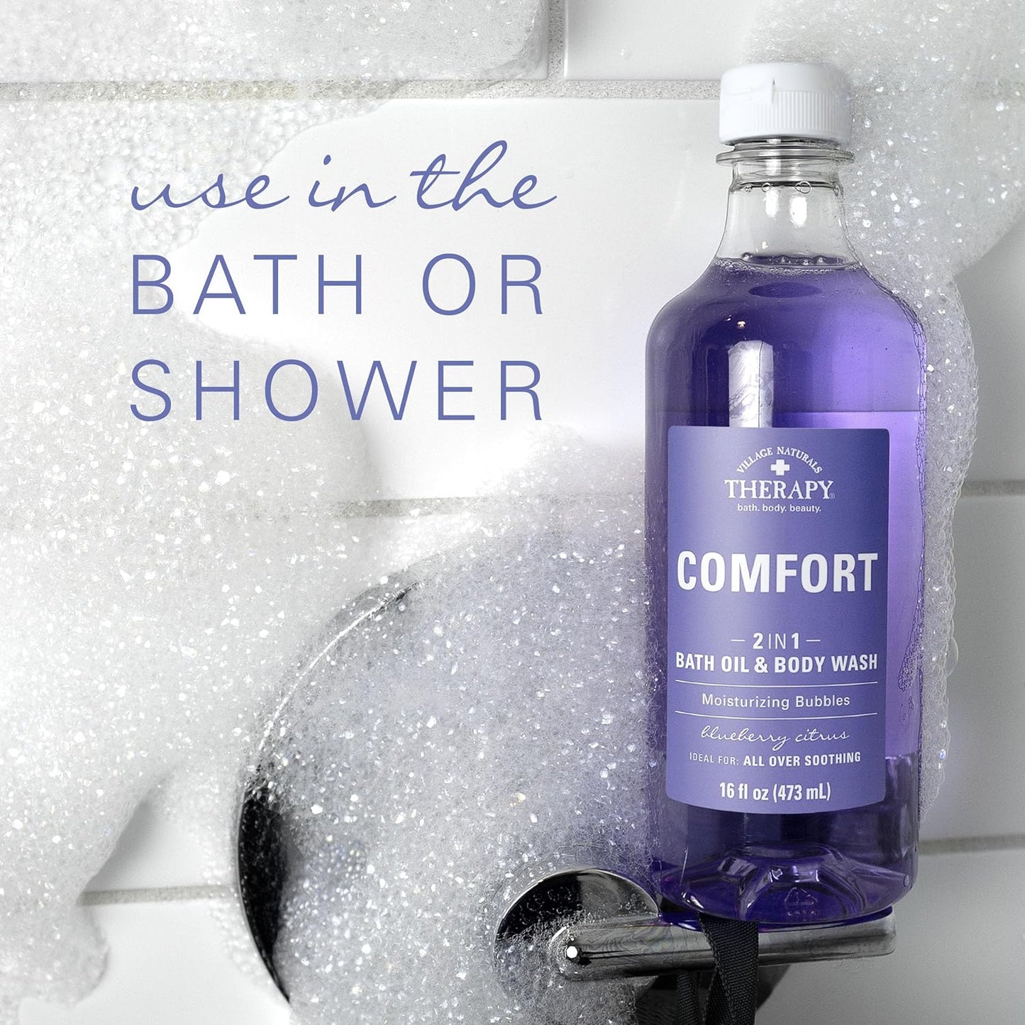 Village Naturals Therapy, Comfort 2-in-1 Foaming Bath Oil & Body Wash, 16 oz, Pack of 4