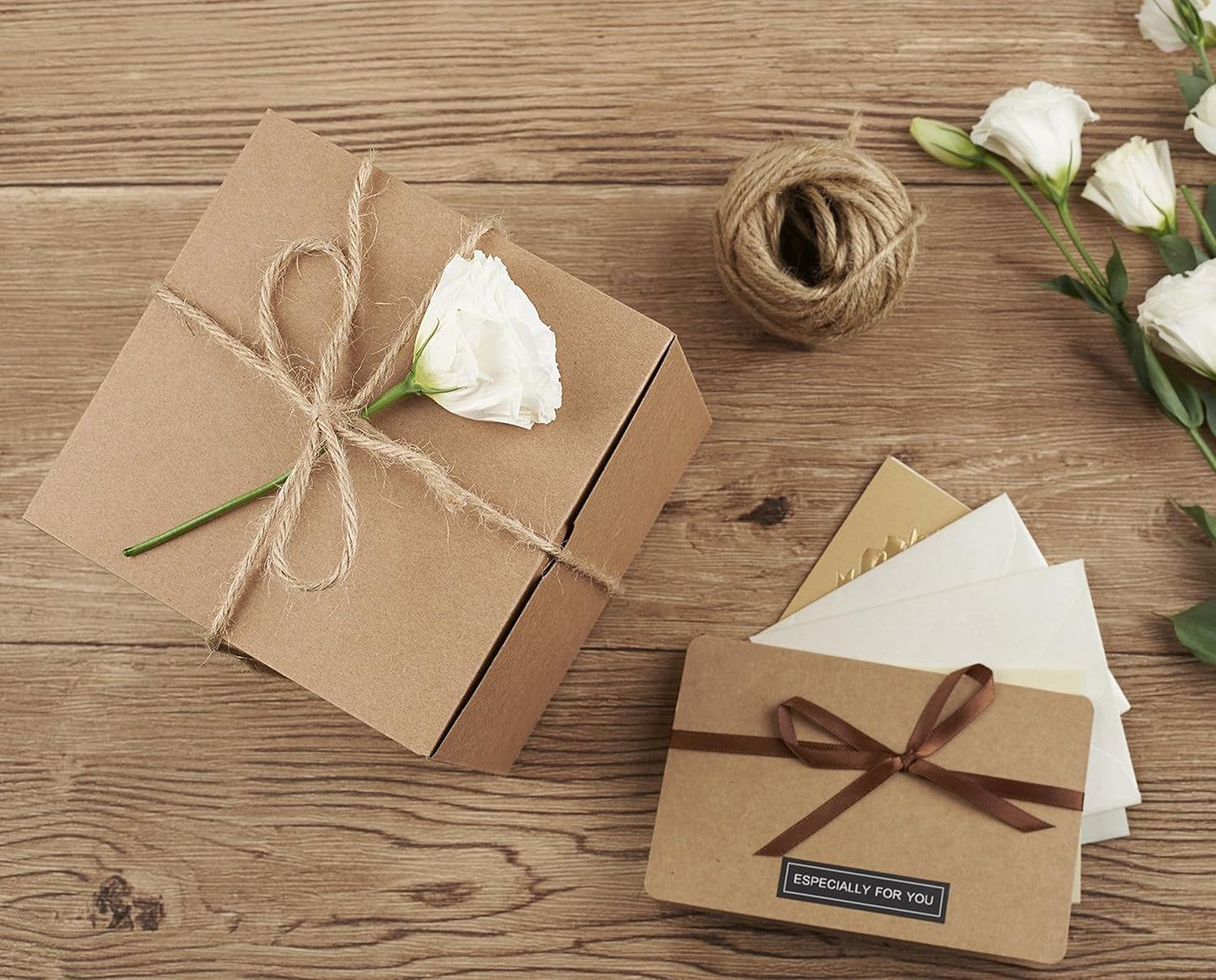 MESHA 6x6x6 Gift Boxes with Lids, Brown Kraft Gift Boxes 50PC for Christmas, Cupcake, Bridesmaid & Groomsmen Proposal, Birthday, Party Favor, Wedding Favor