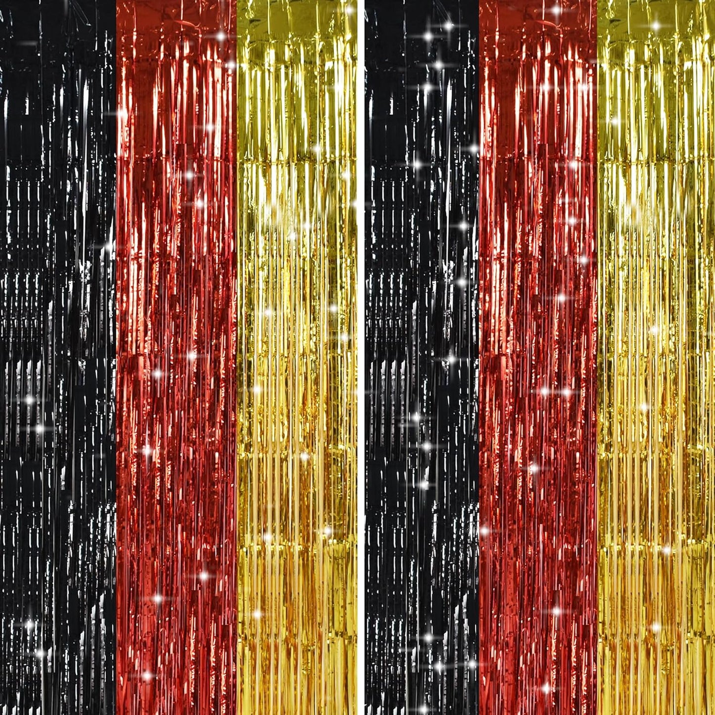TONIFUL Black Red Gold Door Streamers,Black Red and Gold Photo Booth Backdrop Metallic Streamers Foil Fringe Curtain for Mouse Themed Birthday,New Year,Graduation,Baby Shower Party Decoration