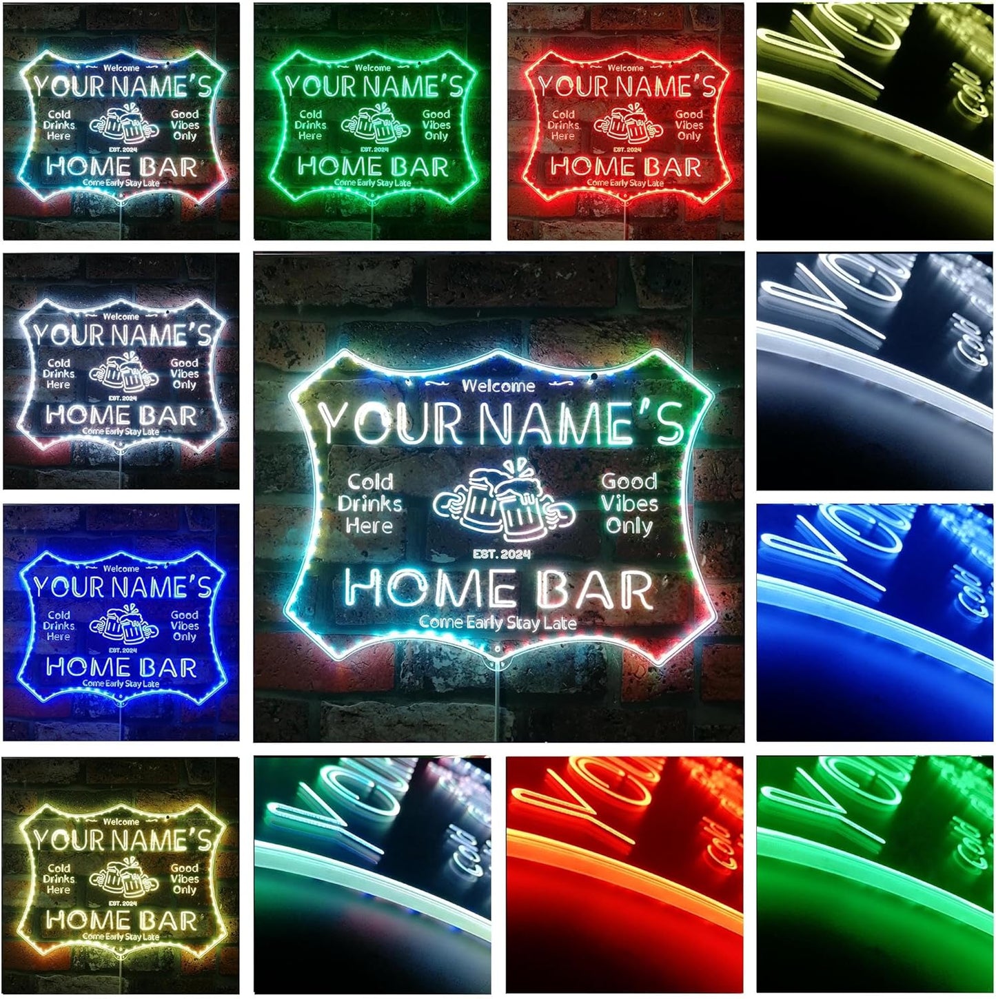ADVPRO Personalized Your Name Home Bar RGB Dynamic Glam LED Sign - Cut-to-Edge Shape - Smart 3D Decoration - Multicolor Signage st06s32-fnd-p11d-tm-c
