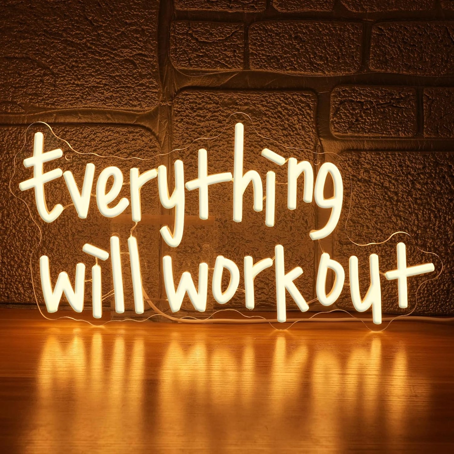 Everything Will Work Out Neon Sign,Inspirational Letter Neon Light Positive Affirmation Light up Sign for Office Bookstore Classroom(16.54 * 8.27In)