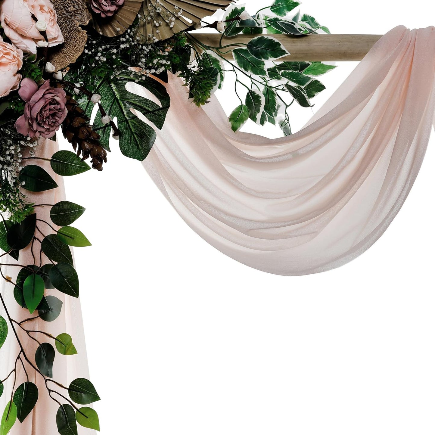 VDS Pack of 1 Panel (30 Inch X 100 Feet) Wedding Arch Draping Fabric Sheer Chiffon Fabric Drapery for Wedding Ceremony Reception Swag Backdrop Canopy Chuppah ARBO Altars Decoration (Nude)