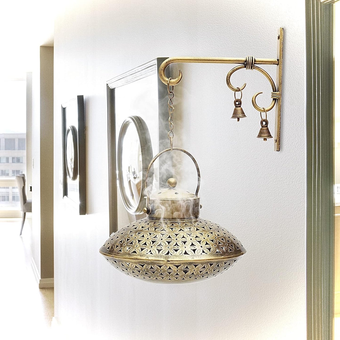 Hanging Incense Burner, Cone Charcoal Resin Incense Holder,Vintage Antique Home Room Wall Decor,House Warming Spiritual Reiki Yoga Meditation Gifts for Women Men,Zen Hippie Bohemian Boho Decor