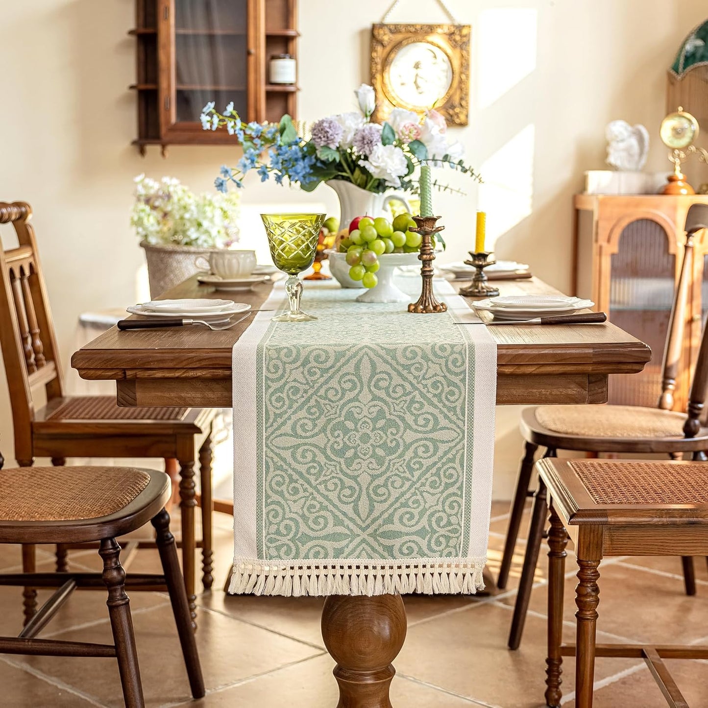 Table Runners 72 Inches Long Waterproof Boho Table Runner with Tassel Fringe,Table Runner for Party Coffee Table