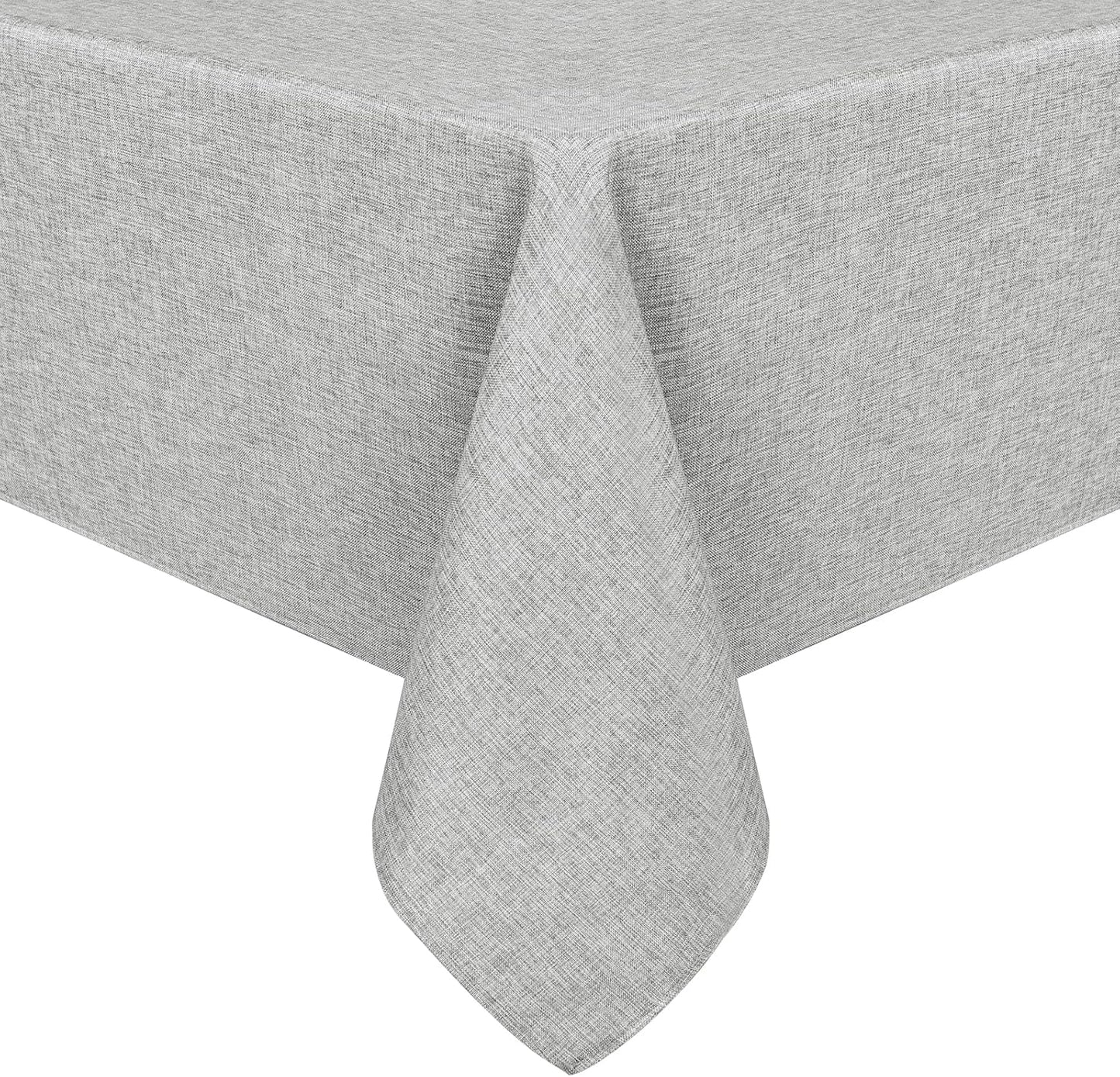 Hiasan Faux Linen Rectangle Tablecloth - Wrinkle and Stain Resistant Washable Table Cloth for Kitchen Dining Room Holiday Table Cover for Dinner, Light Grey, 60 x 120 Inch