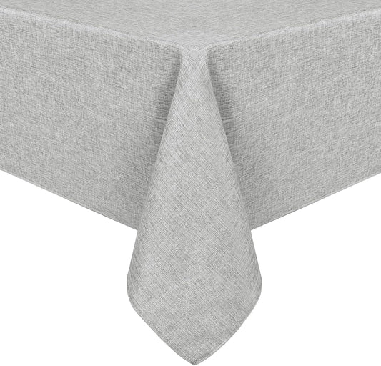 Hiasan Faux Linen Square Tablecloth - Wrinkle and Stain Resistant Washable Table Cloth for Kitchen Dining Room Holiday Table Cover for Dinner, Light Grey, 60 x 60 Inch