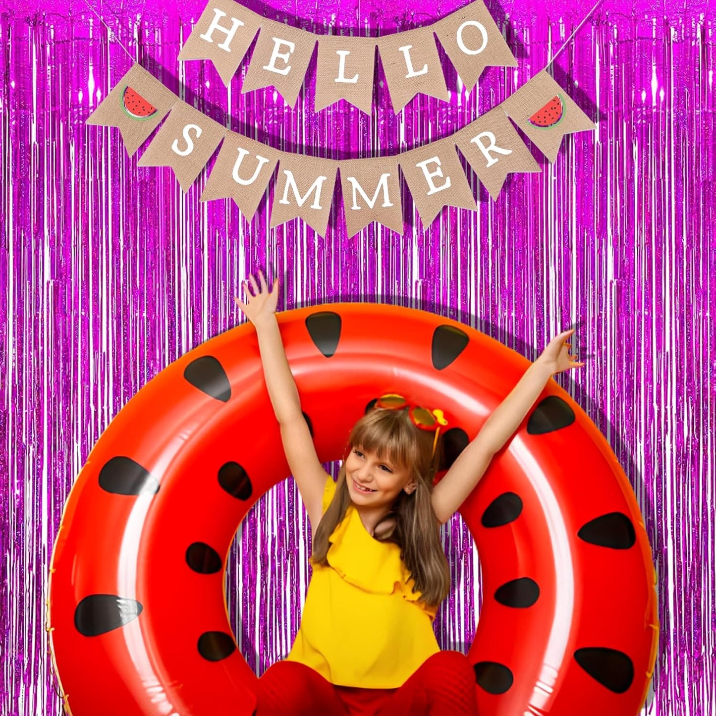 BRAVESHINE Hot Pink Tinsel Foil Fringe Curtains - 2Pcs 3.2x8.2ft Metallic Party Streamers Backdrop for Girl Birthdays Valentines Bridal Shower Bachelorette Hawaiian Luau Theme Party Decorations