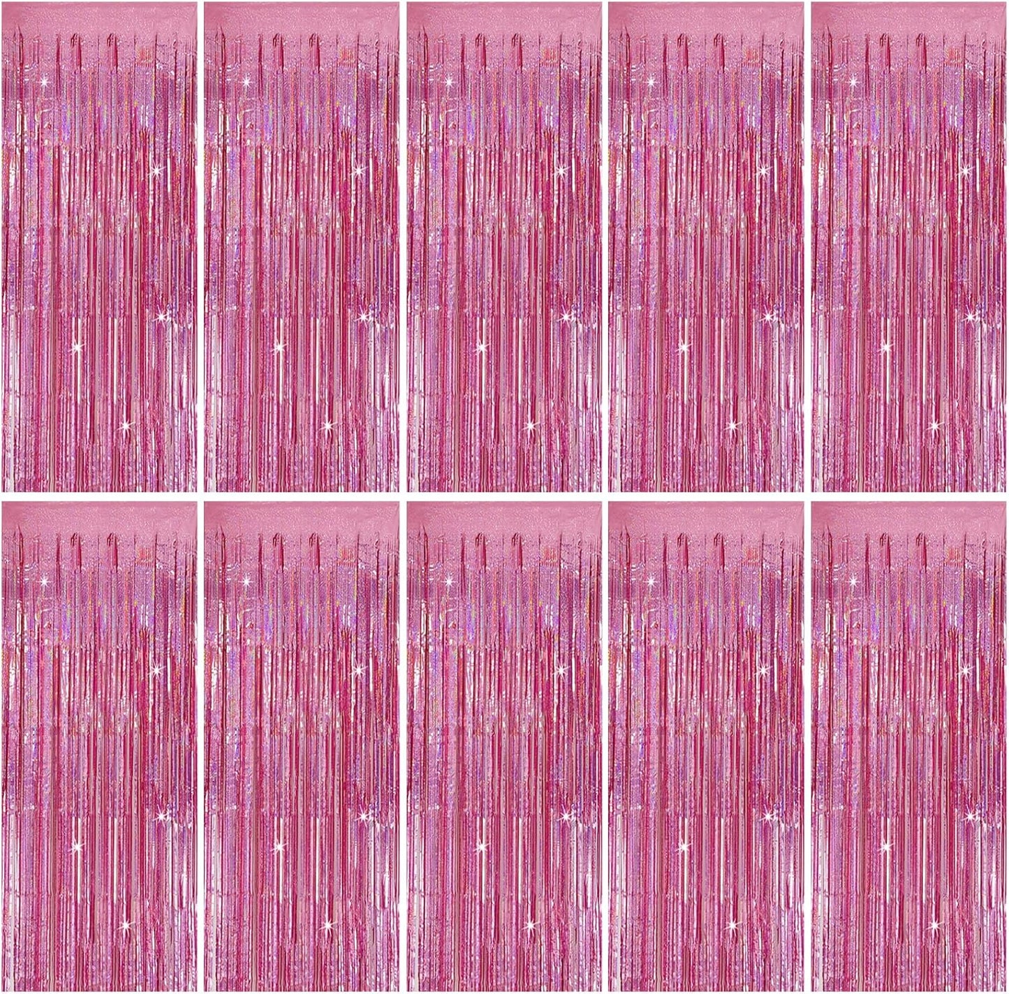 Tinsel Curtain Party Backdrop Pink Birthday Decorations 10 Packs Glitter Foil Fringe Curtain Party Decor Streamers Photo Booth for Birthday Christmas Wedding Halloween Graduation Decorations