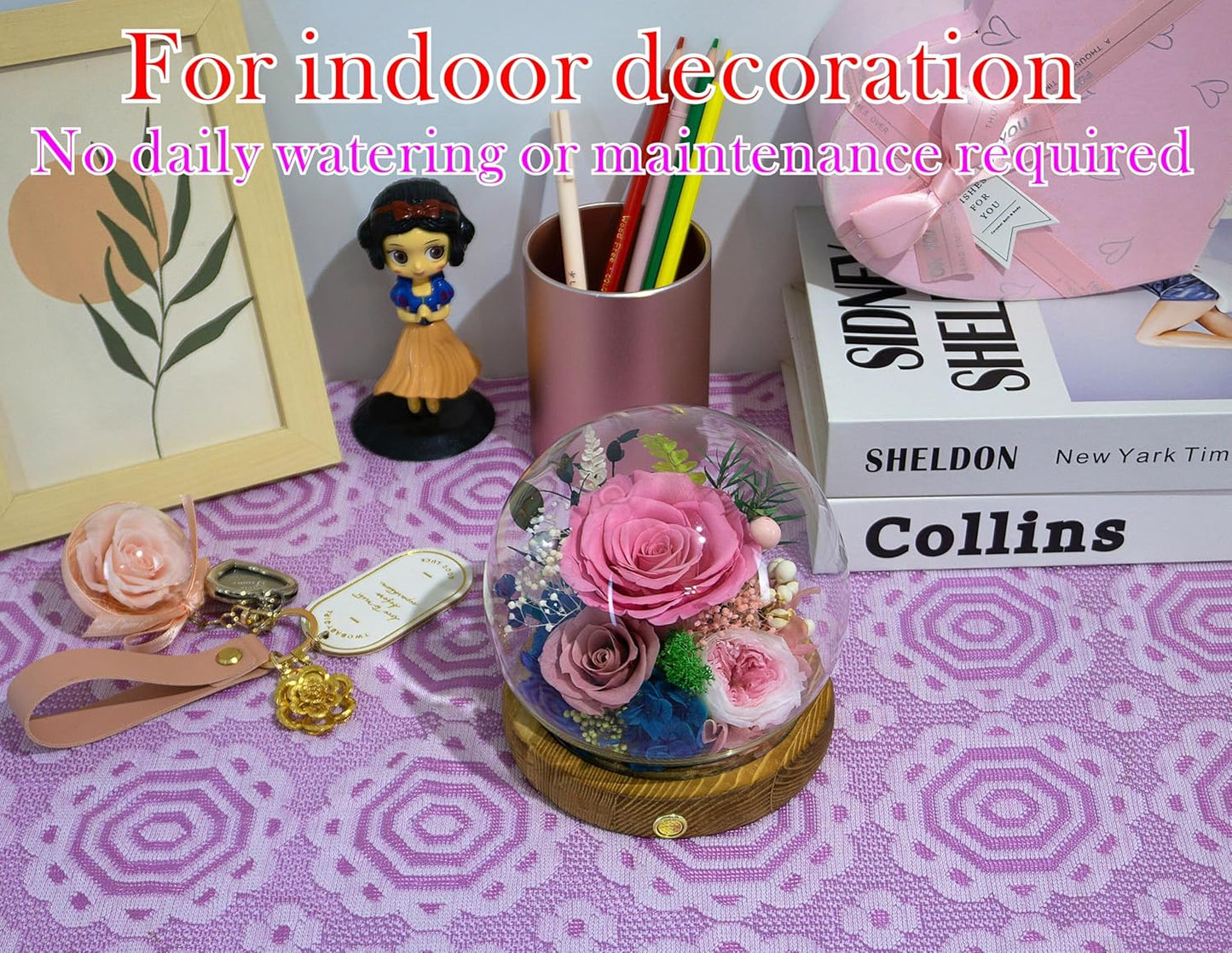 Valley of Rain & Forest Long-Lasting Real Flowers, Unique Floral Gift For you to send Love for All Occasions, for Indoor Decoration (Sweet Pink Rose Arrangement)