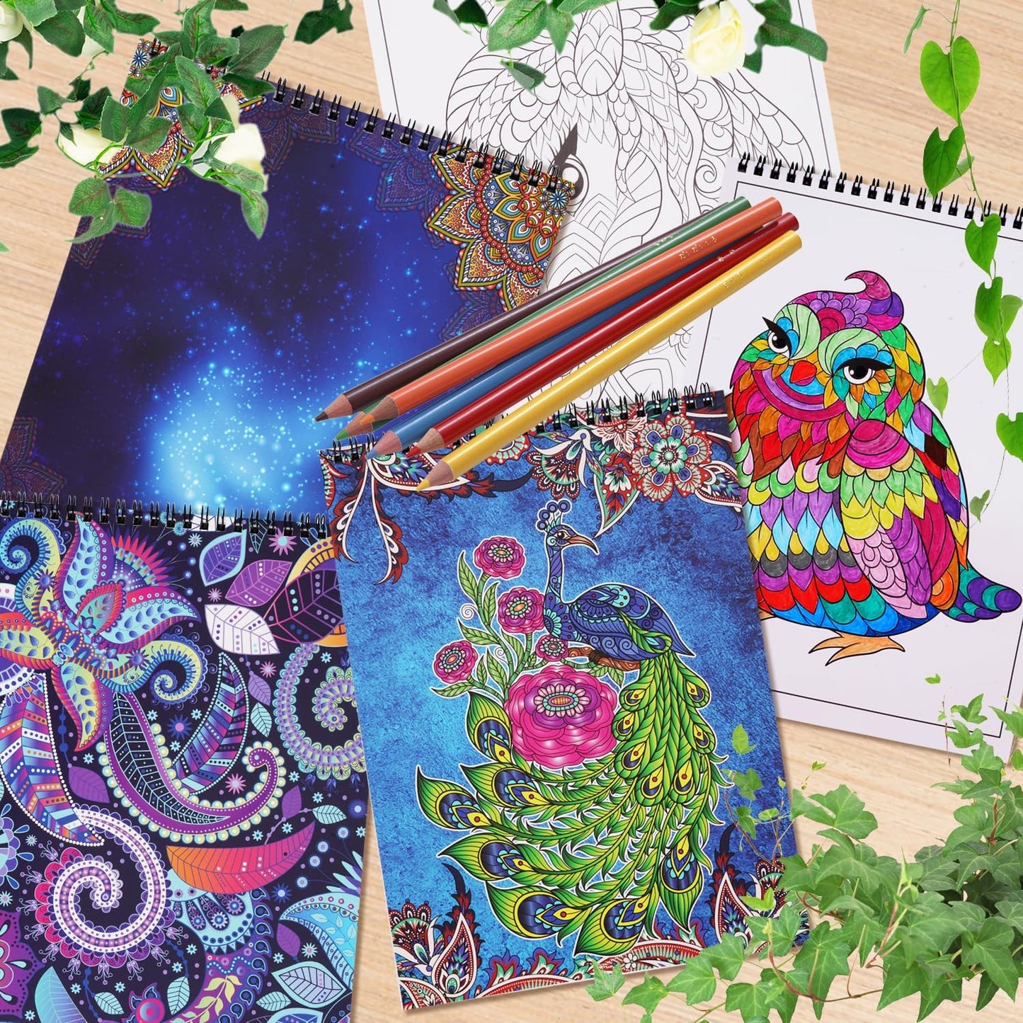 Bondream 3 Pack Adult Coloring Books,Flower,Mandalas &Animal Patterns and Designs for Adults Relaxation,Coloring Books for Women to Relax, Anxiety and Depression