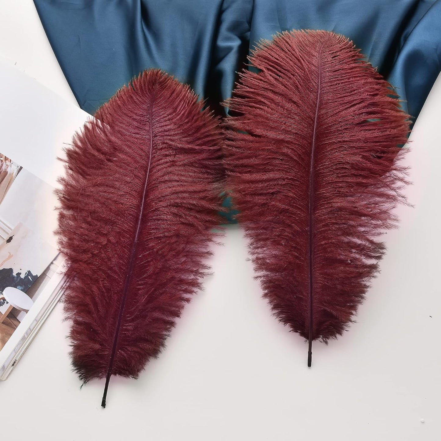 Ballinger Burgundy Large Ostrich Feathers - 12Pcs 14-16inch Large Wine Red Feathers for Vase, Wedding Party Centerpieces and Halloween Home Decor