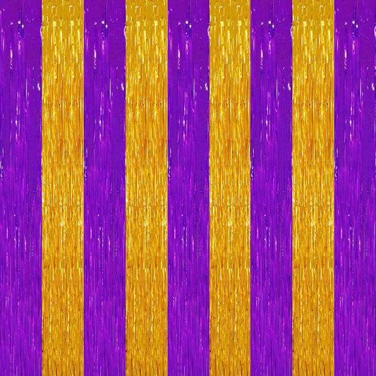 TONIFUL 2Pcs Purple Gold Door Streamers,Green Photo Booth Backdrop,Metallic Streamers Green Foil Fringe Curtains for Birthday,Christmas,New Year,St. Patrick's Day Party Streamers Decor